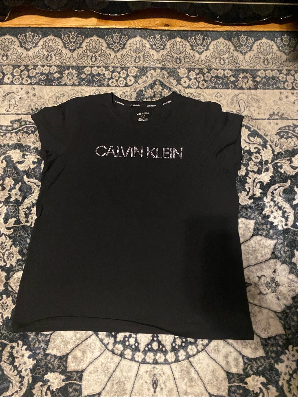Calvin Klein Black Short Sleeve Tee with Embellished Logo